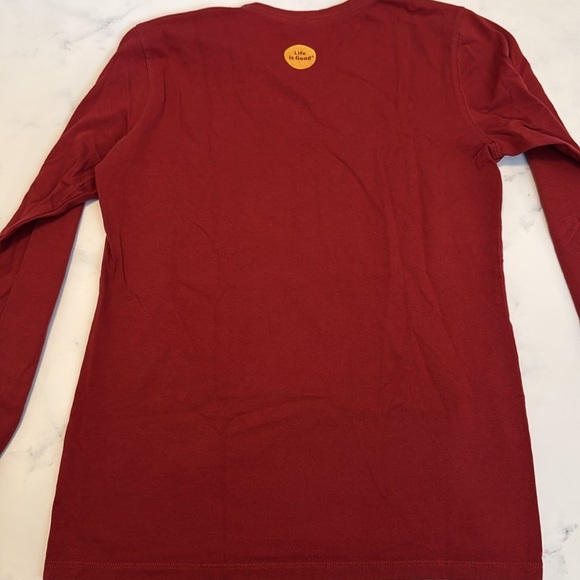 Women’s Life is Good Heart Snow Flake Red Long Sleeve Shirt - Picture 6 of 7